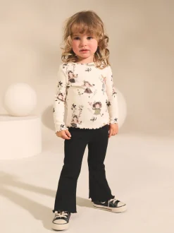 Tops*Next Zwart/wit - Set van 2 tops en flared leggings (3mnd-7jr)