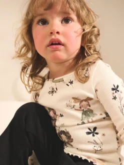 Tops*Next Zwart/wit - Set van 2 tops en flared leggings (3mnd-7jr)