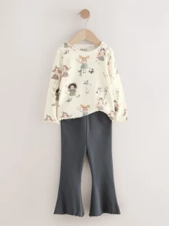 Tops*Next Zwart/wit - Set van 2 tops en flared leggings (3mnd-7jr)