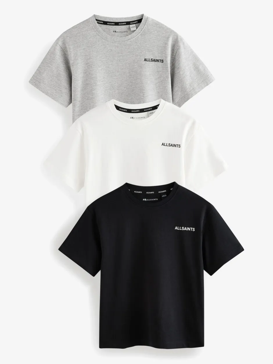T-Shirts|Tops*smALLSAINTS Zwart/wit - Boys Logo Crew Relaxed T-Shirts 3 Pack