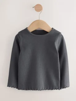 Tops|Multipacks|Next Zwart/wit - Verpakking van 5 geribde tops met lange mouwen (3mnd-7jr)