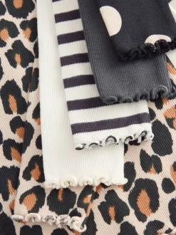 Tops|Multipacks|Next Zwart/wit - Verpakking van 5 geribde tops met lange mouwen (3mnd-7jr)