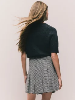 Rokken|Next - Mini Jersey Pleated Skirt Zwart-wit geruit
