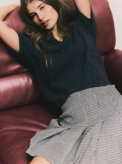 Rokken|Next - Mini Jersey Pleated Skirt Zwart-wit geruit