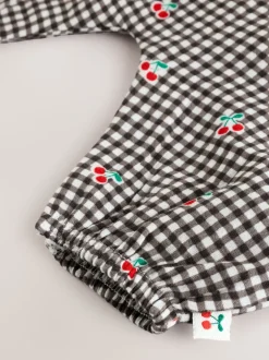 Tuinbroeken*Next Zwart/wit geruite kers - Babyset van rompertje met korte mouwen en tuinbroek (0mnd -2jr)