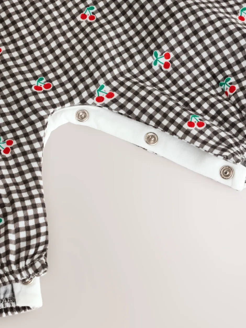 Tuinbroeken*Next Zwart/wit geruite kers - Babyset van rompertje met korte mouwen en tuinbroek (0mnd -2jr)