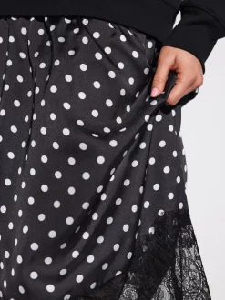 Gelegenheidskleding|Jurken*Next Zwart-wit gestipt - 2-In-1 Sweatshirt met Satijnen Midi Rok