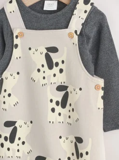 Sets En Combisets|Rompertjes En Tuinbroeken*Next - Jersey tuinbroek en rompertje babyset (0mnd-2jr) Zwart-wit hond
