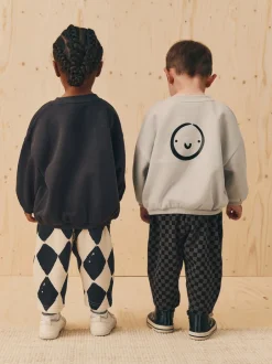 Sets En Combisets|Truien En Breisels|Next Zwart/wit met print - Set met sweatshirt en joggingbroek met strepen (3mnd-7jr)