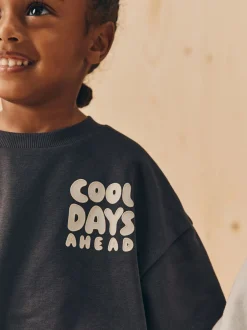 Sets En Combisets|Truien En Breisels|Next Zwart/wit met print - Set met sweatshirt en joggingbroek met strepen (3mnd-7jr)