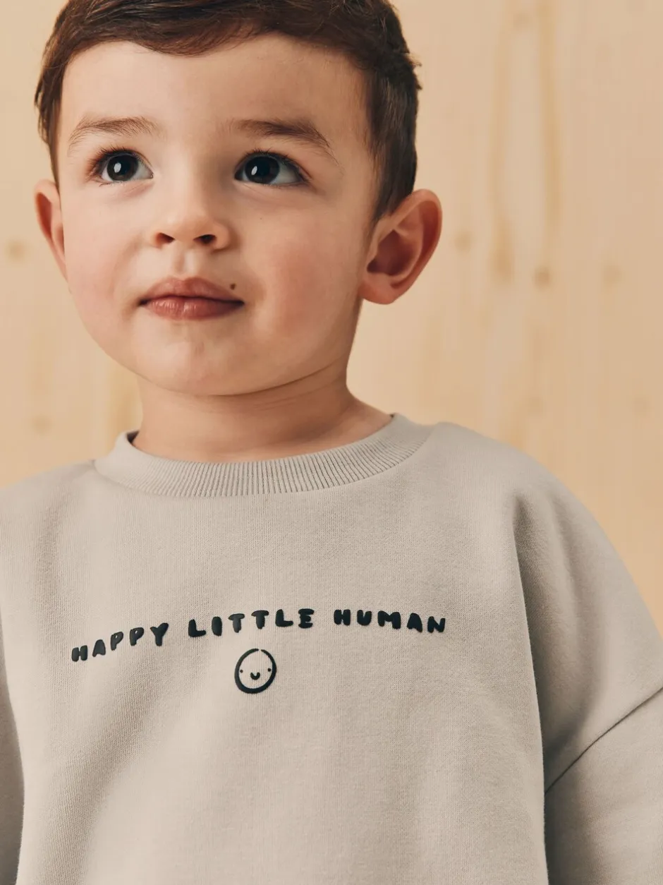Sets En Combisets|Truien En Breisels|Next Zwart/wit met print - Set met sweatshirt en joggingbroek met strepen (3mnd-7jr)