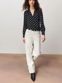 Blouses En Overhemden*Next - Blouse met V-hals en lange mouwen Zwart-wit met stippen