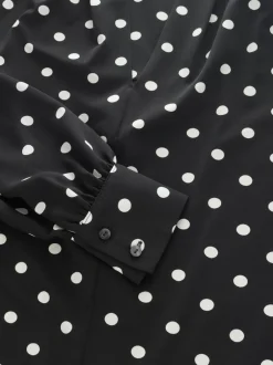 Blouses En Overhemden*Next - Blouse met V-hals en lange mouwen Zwart-wit met stippen