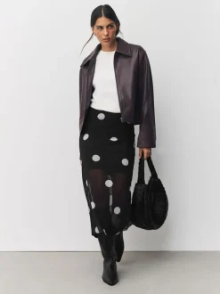Rokken*Next - Mesh Midi Pencil Skirt Zwart-wit met stippen