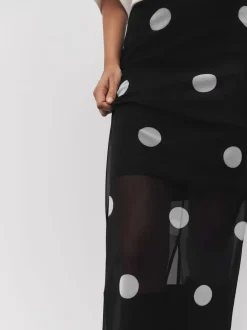 Rokken*Next - Mesh Midi Pencil Skirt Zwart-wit met stippen