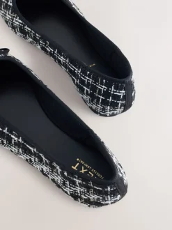 Lage Schoenen*Next Zwart/wit tweed - Ballerina's met ronde neus