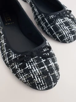 Lage Schoenen*Next Zwart/wit tweed - Ballerina's met ronde neus