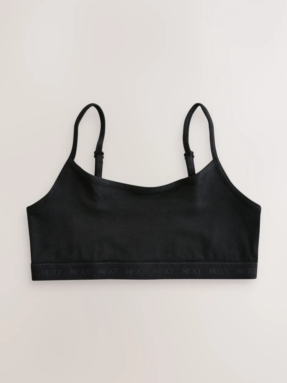 Alle Ondergoed*Next - Set van 3 crop tops met bandjes (5 - 16 jr) Zwart/wit/grijs