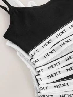 Alle Ondergoed*Next - Set van 7 crop tops met bandjes (5 - 16 jr) Zwart/wit/grijs