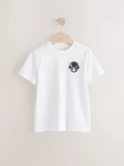T-Shirts|Tops*Next - Verpakking van 4 T-shirts met kleine grafische print en korte mouwen (3 - 16 jr) Zwart/wit/grijs gemêleerd/kaki