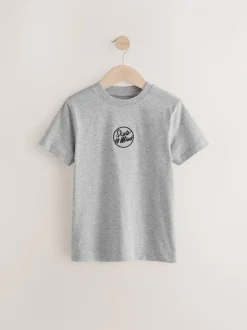 T-Shirts|Tops*Next - Verpakking van 4 T-shirts met kleine grafische print en korte mouwen (3 - 16 jr) Zwart/wit/grijs gemêleerd/kaki