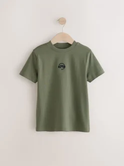 T-Shirts|Tops*Next - Verpakking van 4 T-shirts met kleine grafische print en korte mouwen (3 - 16 jr) Zwart/wit/grijs gemêleerd/kaki