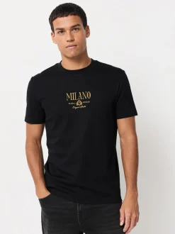T-Shirts En Hemden*Next Zwart/wit/grijs met borduursel - Slim Fit - Set van 3 T-shirts met print
