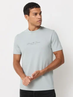 T-Shirts En Hemden*Next Zwart/wit/grijs met borduursel - Slim Fit - Set van 3 T-shirts met print