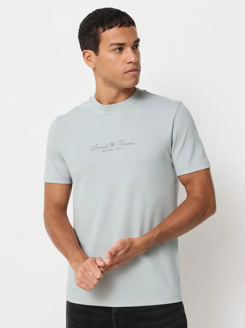 T-Shirts En Hemden*Next Zwart/wit/grijs met borduursel - Slim Fit - Set van 3 T-shirts met print