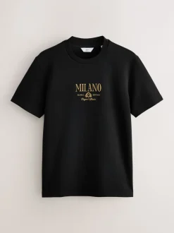 T-Shirts En Hemden*Next Zwart/wit/grijs met borduursel - Slim Fit - Set van 3 T-shirts met print