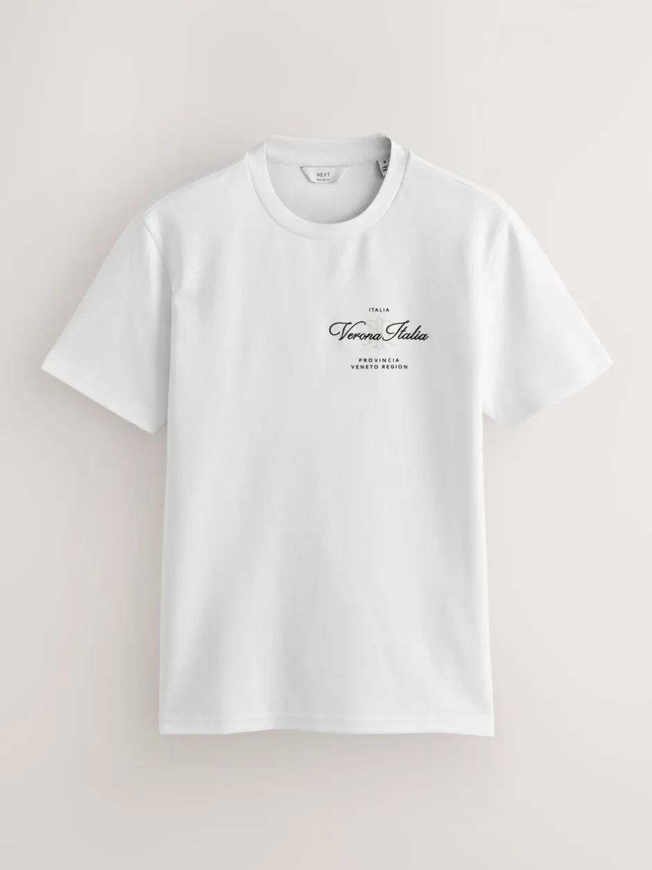 T-Shirts En Hemden*Next Zwart/wit/grijs met borduursel - Slim Fit - Set van 3 T-shirts met print
