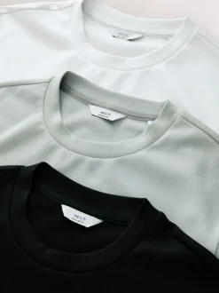 T-Shirts En Hemden*Next Zwart/wit/grijs met borduursel - Slim Fit - Set van 3 T-shirts met print