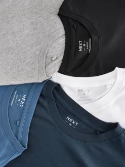 T-Shirts En Hemden|Next Zwart/Wit/Grijs/Blauw - Slim Fit - verpakking van 5 regular-fit T-shirts met lange mouwen van 100% katoen