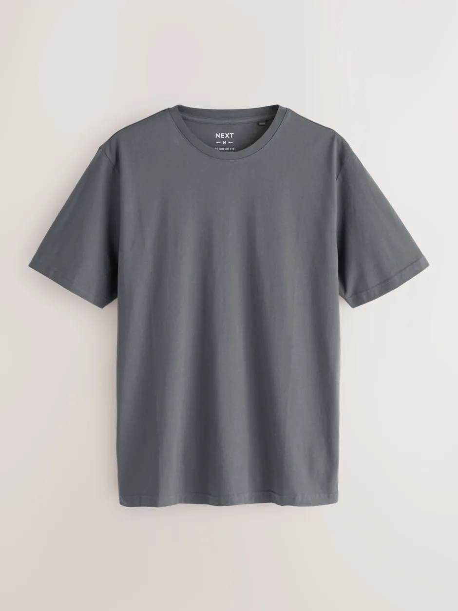 T-Shirts En Hemden*Next Zwart/Wit/grijs/leigrijs/kiezelkleurig/Bruin - Normale Pasvorm - Essential katoenen T-shirts verpakking van 6