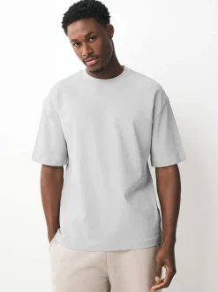 T-Shirts En Hemden*Next - Set van 5 ruimvallende dikke T-shirts Zwart/wit/kiezelkleurig/marineblauw/grijs