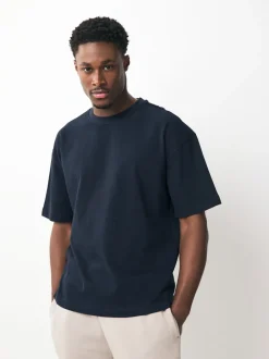 T-Shirts En Hemden*Next - Set van 5 ruimvallende dikke T-shirts Zwart/wit/kiezelkleurig/marineblauw/grijs