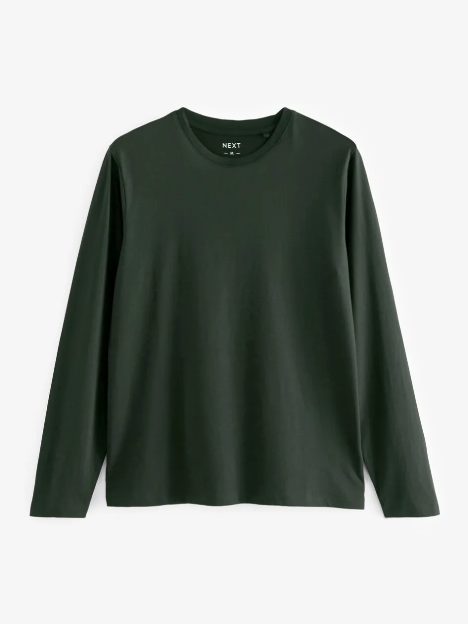 T-Shirts En Hemden*Next - Normale Pasvorm - verpakking van 5 regular-fit T-shirts met lange mouwen van 100% katoen Zwart/wit/marineblauw/groen/bordeauxrood