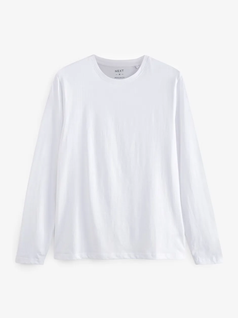 T-Shirts En Hemden*Next - Normale Pasvorm - verpakking van 5 regular-fit T-shirts met lange mouwen van 100% katoen Zwart/wit/marineblauw/groen/bordeauxrood