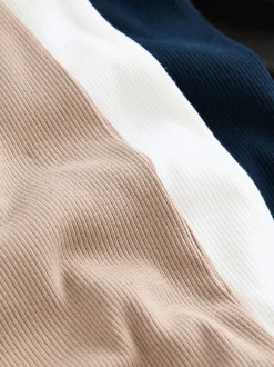 T-Shirts En Hemden*Next Zwart/wit/naturel/marineblauw - 4 Stuks slim-fit - Tricot hemdje