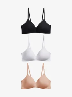 Beha's*Next - Katoenmix ultiem comfort beha's verpakking van 3 Zwart/wit/pastelroze huidskleur