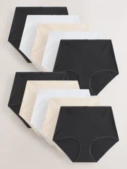 Onderbroeken*Next - Full Briefs Cotton Knickers 10 Pack Zwart/wit/pastelroze huidskleur