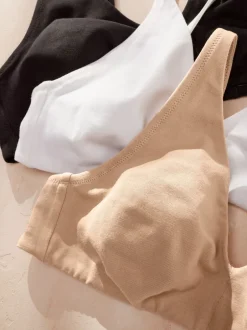 Beha's|Next - Katoenmix ultiem comfort beha's verpakking van 3 Zwart/wit/pastelroze huidskleur