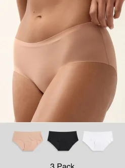 Onderbroeken|Next - Geen zichtbare onderbroeklijn comfortabele slips verpakking van 3 Zwart/wit/praline huidskleur