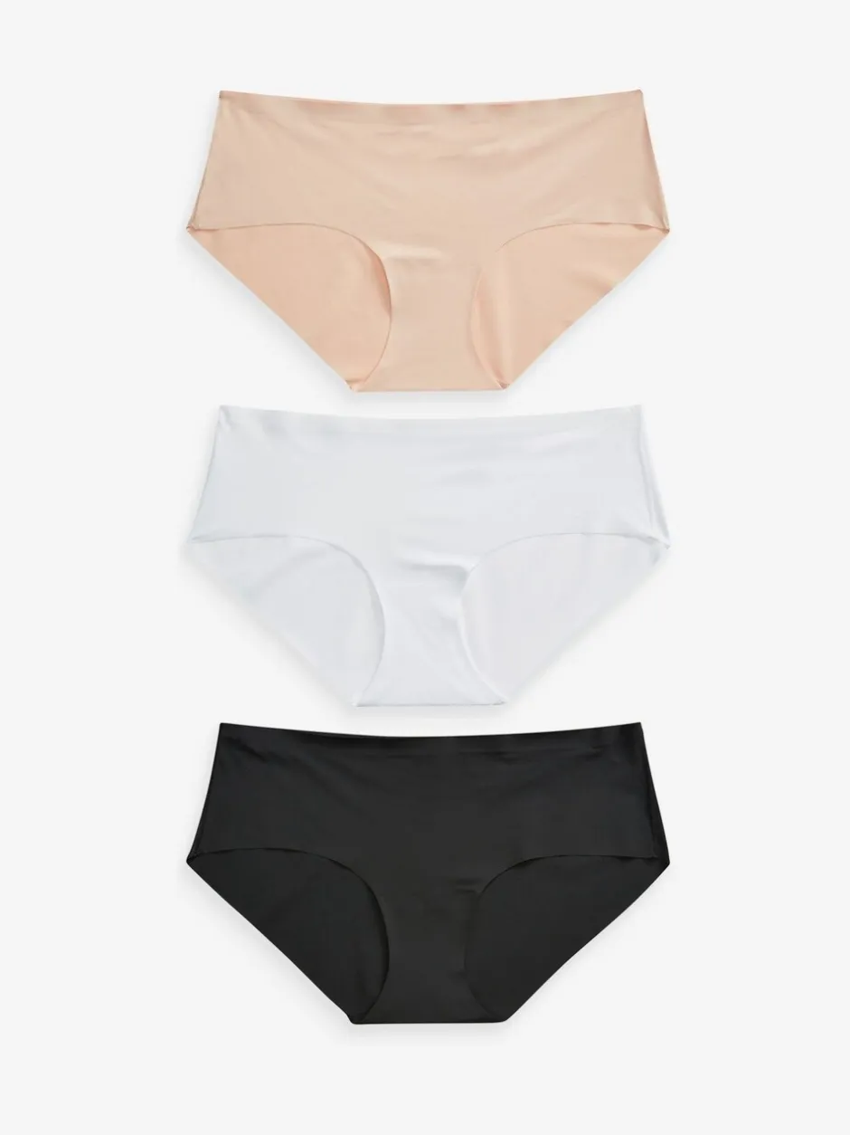 Onderbroeken|Next - Geen zichtbare onderbroeklijn comfortabele slips verpakking van 3 Zwart/wit/praline huidskleur