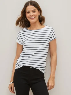 Tops En T-Shirts|Next - Verpakking van 3 T-shirts met kapmouwen van 100% katoen Zwart/wit/streep