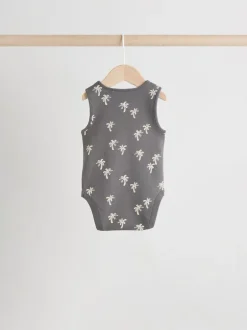 Rompertjes En Hemdjes|Next Zwart-witte/ecru tropische print - Verpakking van 5 rompertjes