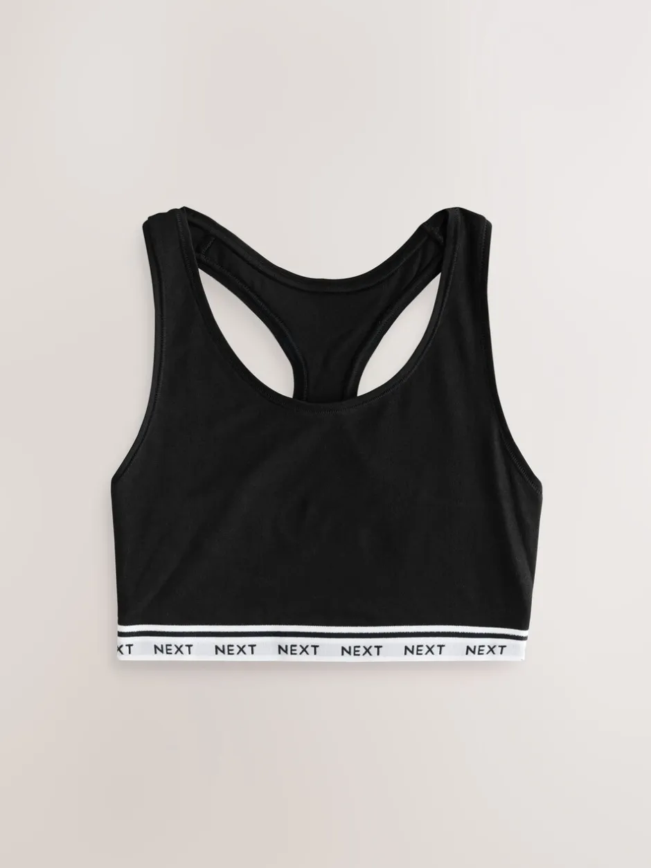 Beha's*Next Zwart/zwart/grijs/wit - Ultimate Comfort Cotton Logo Crop Bras 4 Pack