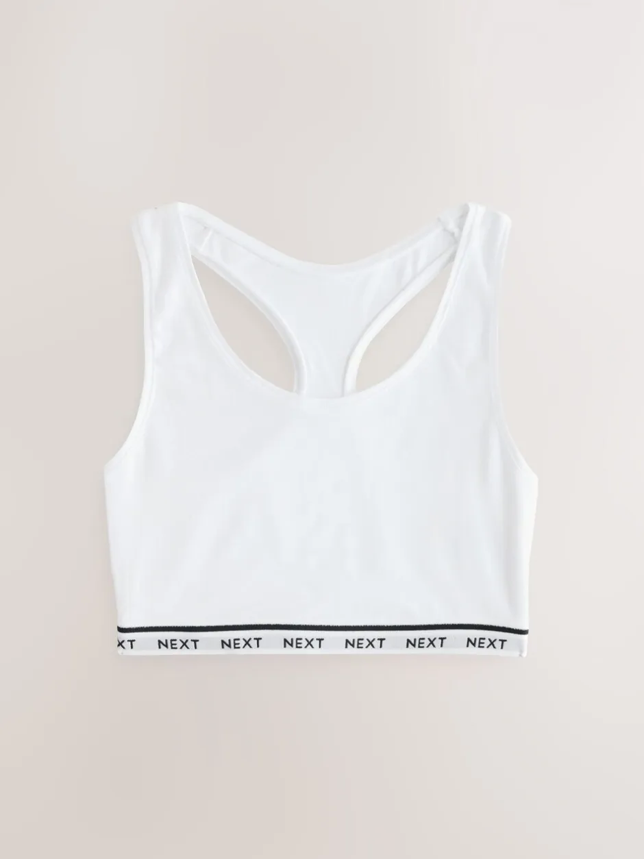 Beha's*Next Zwart/zwart/grijs/wit - Ultimate Comfort Cotton Logo Crop Bras 4 Pack