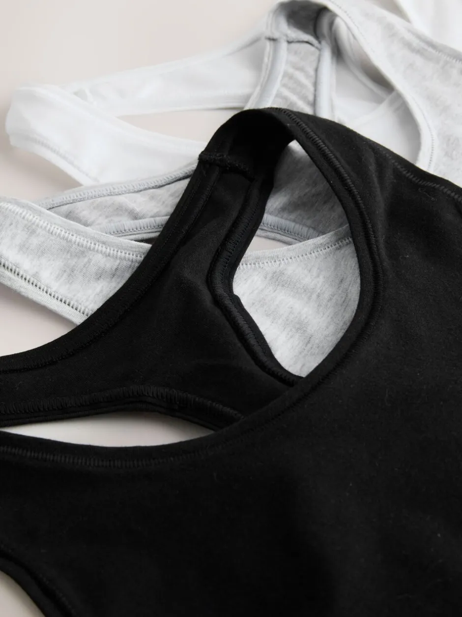 Beha's*Next Zwart/zwart/grijs/wit - Ultimate Comfort Cotton Logo Crop Bras 4 Pack